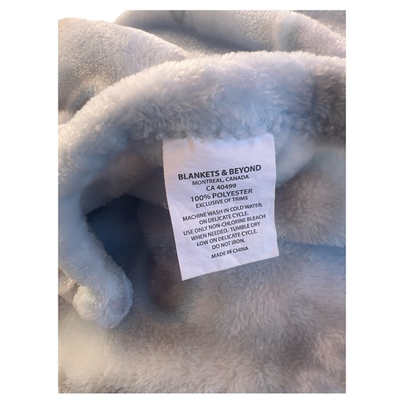 Blankets & Beyond Blue And Grey Elephant Owl Circles Plush Baby Blanket 27x27 - Picture 4 of 4